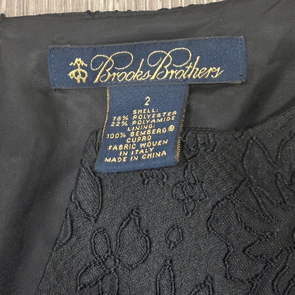 Brooks Brothers Black Floral Jacquard Split Square Neck Fit & Flare Midi Dress 2 - Picture 11 of 11